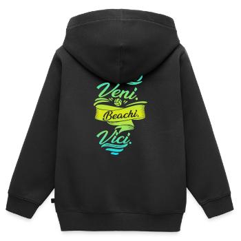 beach-volley - Sweat Premium à capuche zippé enfant bio - noir - Dos - AI Model Kid Male (0cm)