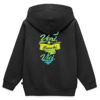 plage Handball - Sweat Premium à capuche zippé enfant bio - noir - Dos - AI Model Kid Male (0cm)