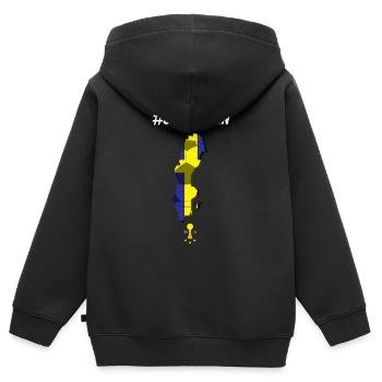 Fanshirt, football, Suède - Sweat Premium à capuche zippé enfant bio - noir - Dos - AI Model Kid Male (0cm)