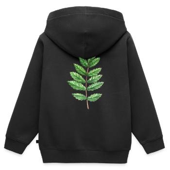 Feuille d'une cendre - Sweat Premium à capuche zippé enfant bio - noir - Dos - AI Model Kid Male (0cm)