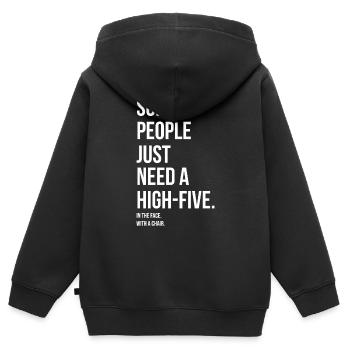 HIGH 5 IN YOUR FACE - HIGH 5 IN YOUR FACE - Sweat Premium à capuche zippé enfant bio - noir - Dos - AI Model Kid Male (0cm)