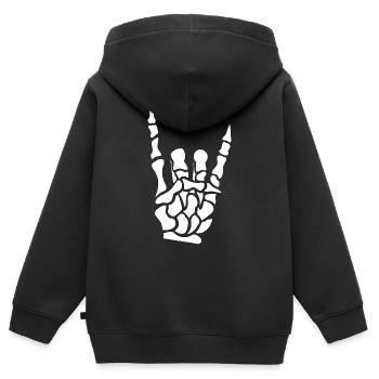 Main de cornes de diable - squelette - os - métal - Sweat Premium à capuche zippé enfant bio - noir - Dos - AI Model Kid Male (0cm)