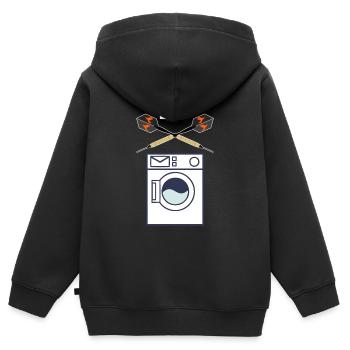 26 Machine à laver Fléchettes - Sweat Premium à capuche zippé enfant bio - noir - Dos - AI Model Kid Male (0cm)