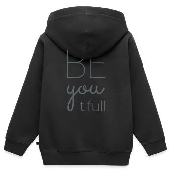 Be|you|tifull grey - Kinder Premium Organic Zip Hoodie - Schwarz - Hinten - AI Model Kid Male (0cm)