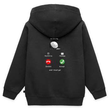 Golf is calling. Golf, Golf, Golf Ball - Kids Premium Organic Zip-up Hoodie - black - Back - AI Model Kid Male (0cm)