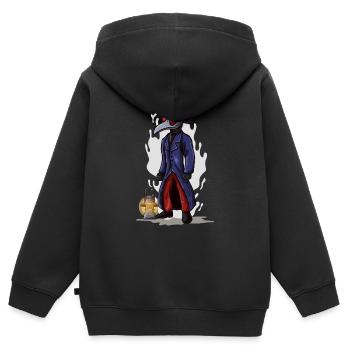 Plague Doctor Pest médecin Peste Docteur Médecin Pestarzt - Sweat Premium à capuche zippé enfant bio - noir - Dos - AI Model Kid Male (0cm)