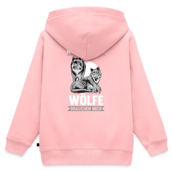 Wölfe Waldtier Wolf - Kinder Premium Organic Zip Hoodie - Rosa - Hinten - AI Model Kid Female (0cm)