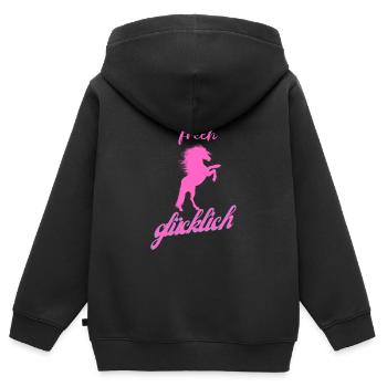 wild frech glücklich - Kinder Premium Organic Zip Hoodie - Schwarz - Hinten - AI Model Kid Male (0cm)