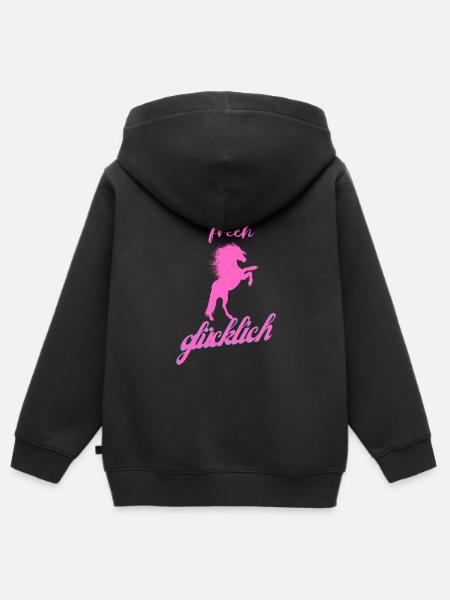 wild frech glücklich - Premium børne zip-hættetrøje økologisk - sort