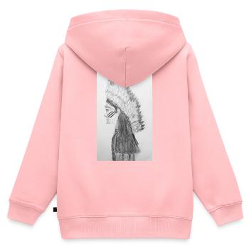 Native American Indian hand drawing - Kids Premium Organic Zip-up Hoodie - rose - Back - AI Model Kid Female (0cm)