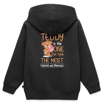 Teddy Kuscheltier Familie - Kinder Premium Organic Zip Hoodie - Schwarz - Hinten - AI Model Kid Male (0cm)