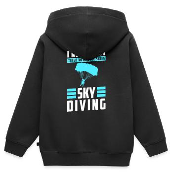 Fallschirm Luftsportart - Kinder Premium Organic Zip Hoodie - Schwarz - Hinten - AI Model Kid Male (0cm)