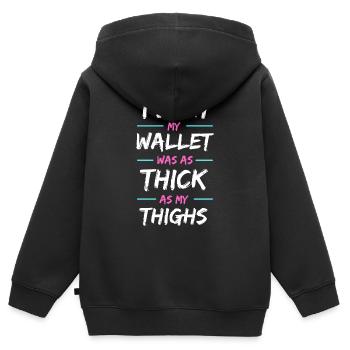 J’aimerais que mon portefeuille soit aussi épais que mes cuisses - Sweat Premium à capuche zippé enfant bio - noir - Dos - AI Model Kid Male (0cm)
