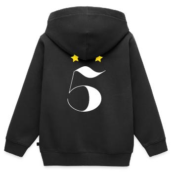 5-jähriges Jubiläum mit Stern - Kinder Premium Organic Zip Hoodie - Schwarz - Hinten - AI Model Kid Male (0cm)