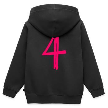 4 JAHRE. 4-jähriges Jubiläum. GEBURTSTAG 4 JAHRE. 4 - Kinder Premium Organic Zip Hoodie - Schwarz - Hinten - AI Model Kid Male (0cm)