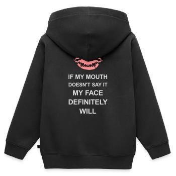 Mon visage le fera certainement - Sweat Premium à capuche zippé enfant bio - noir - Dos - AI Model Kid Male (0cm)