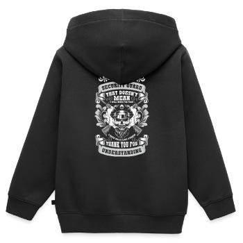 Service de sécurité Service de sécurité - Sweat Premium à capuche zippé enfant bio - noir - Dos - AI Model Kid Male (0cm)