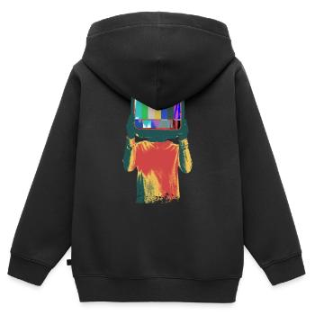 TV Head Surreal Art - Kids Premium Organic Zip-up Hoodie - black - Back - AI Model Kid Male (0cm)