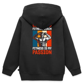 Gym Train Pompes Athlètes - Sweat Premium à capuche zippé enfant bio - noir - Dos - AI Model Kid Male (0cm)