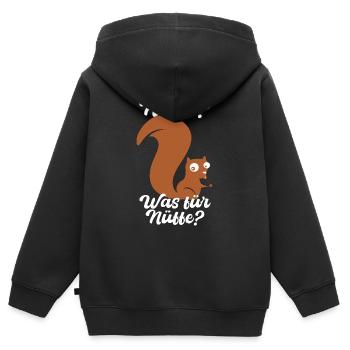 Eichhörnchen Nüsse Nuss Spruch Geschenk - Kinder Premium Organic Zip Hoodie - Schwarz - Hinten - AI Model Kid Male (0cm)