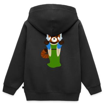 Panda roux déguisé en femme de la Renaissance - Sweat Premium à capuche zippé enfant bio - noir - Dos - AI Model Kid Male (0cm)
