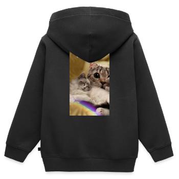 Homesaleor Love Cat's - Kinder Premium Organic Zip Hoodie - Schwarz - Hinten - AI Model Kid Male (0cm)