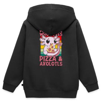 Axolotl - Sweat Premium à capuche zippé enfant bio - noir - Dos - AI Model Kid Male (0cm)