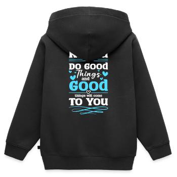Schicksal Positiv Leben - Kinder Premium Organic Zip Hoodie - Schwarz - Hinten - AI Model Kid Male (0cm)
