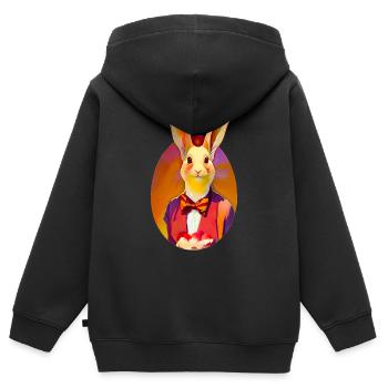 Häschen mit Schleife - Kinder Premium Organic Zip Hoodie - Schwarz - Hinten - AI Model Kid Male (0cm)