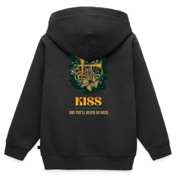 KÜSSE EINEN JAZZTROMPETER UND DU WIRST NIE BACH SPIELEN - Kinder Premium Organic Zip Hoodie - Schwarz - Hinten - AI Model Kid Male (0cm)