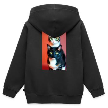 Kurzhaarige Hauskatzen - Kinder Premium Organic Zip Hoodie - Schwarz - Hinten - AI Model Kid Male (0cm)