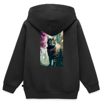 Inländisches kurzhaariges Katzenleben - Kinder Premium Organic Zip Hoodie - Schwarz - Hinten - AI Model Kid Male (0cm)