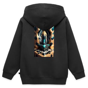 Verzauberte Blöcke - Kinder Premium Organic Zip Hoodie - Schwarz - Hinten - AI Model Kid Male (0cm)