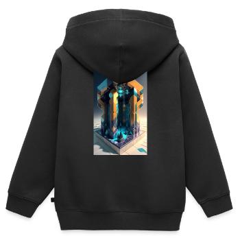 Pixelated Dreams - Kids Premium Organic Zip-up Hoodie - black - Back - AI Model Kid Male (0cm)