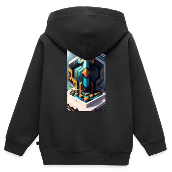 Mystical Forms - Kids Premium Organic Zip-up Hoodie - black - Back - AI Model Kid Male (0cm)