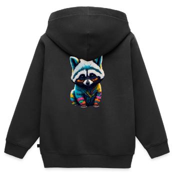 Racoon 4 - Kinder Premium Organic Zip Hoodie - Schwarz - Hinten - AI Model Kid Male (0cm)