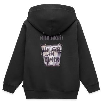 Falls du mich suchst, ich bin im Eimer. - Kinder Premium Organic Zip Hoodie - Schwarz - Hinten - AI Model Kid Male (0cm)