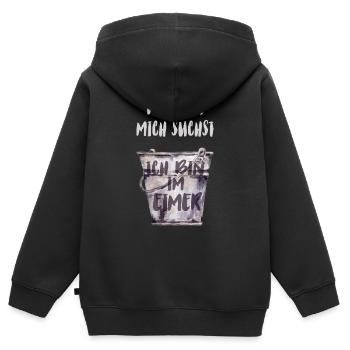 Falls du mich suchst, ich bin im Eimer - Kinder Premium Organic Zip Hoodie - Schwarz - Hinten - AI Model Kid Male (0cm)