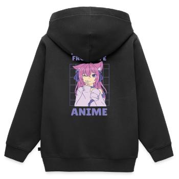 Anime mon évasion de la vie - Sweat Premium à capuche zippé enfant bio - noir - Dos - AI Model Kid Male (0cm)