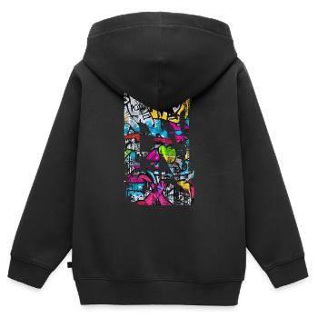 Graffiti style Splash hip hop couleurs peintre couleur - Sweat Premium à capuche zippé enfant bio - noir - Dos - AI Model Kid Male (0cm)