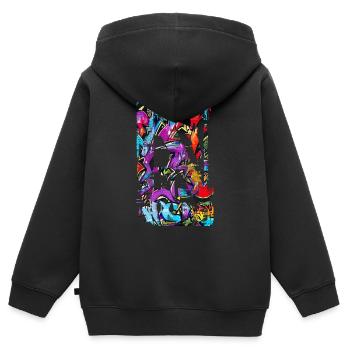 Graffiti style Splash hip hop couleurs peintre couleur - Sweat Premium à capuche zippé enfant bio - noir - Dos - AI Model Kid Male (0cm)