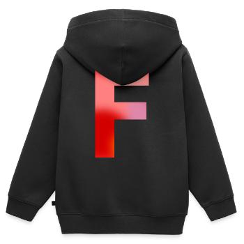 Buchstabe F - Kinder Premium Organic Zip Hoodie - Schwarz - Hinten - AI Model Kid Male (0cm)