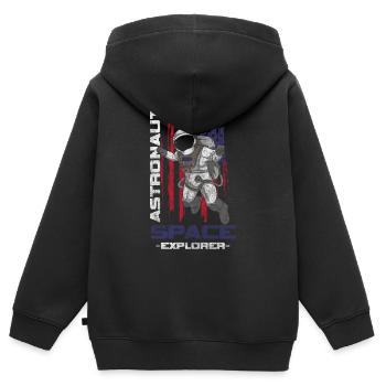 Astronaut Raumfahrt Schwerelos Galaxie - Kinder Premium Organic Zip Hoodie - Schwarz - Hinten - AI Model Kid Male (0cm)