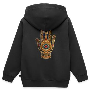 hand of fatima 1 - Kinder Premium Organic Zip Hoodie - Schwarz - Hinten - AI Model Kid Male (0cm)