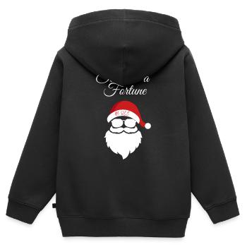 Fortuna T-Shirt, Santa ist a Fortune! - Kinder Premium Organic Zip Hoodie - Schwarz - Hinten - AI Model Kid Male (0cm)