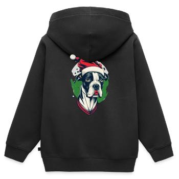 Weihnachts - Dogge - Kinder Premium Organic Zip Hoodie - Schwarz - Hinten - AI Model Kid Male (0cm)