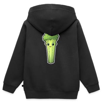 Céleri ou céleri kawaii - Sweat Premium à capuche zippé enfant bio - noir - Dos - AI Model Kid Male (0cm)