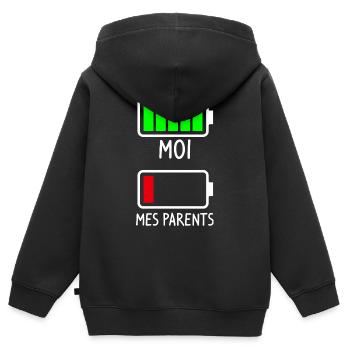 Ich und meine Eltern Batterie - Geschenk zur Babyparty - Kinder Premium Organic Zip Hoodie - Schwarz - Hinten - AI Model Kid Male (0cm)