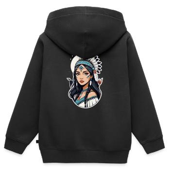 Indianer - Indianer - USA - Kinder Premium Organic Zip Hoodie - Schwarz - Hinten - AI Model Kid Male (0cm)