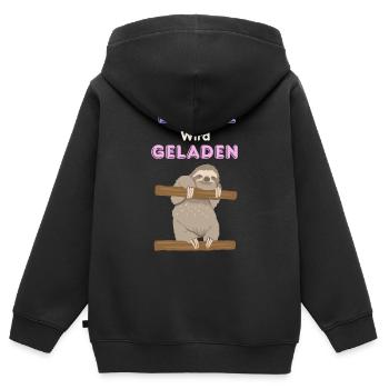 Süßes Faultier Lädt Energie auf - Kinder Premium Organic Zip Hoodie - Schwarz - Hinten - AI Model Kid Male (0cm)